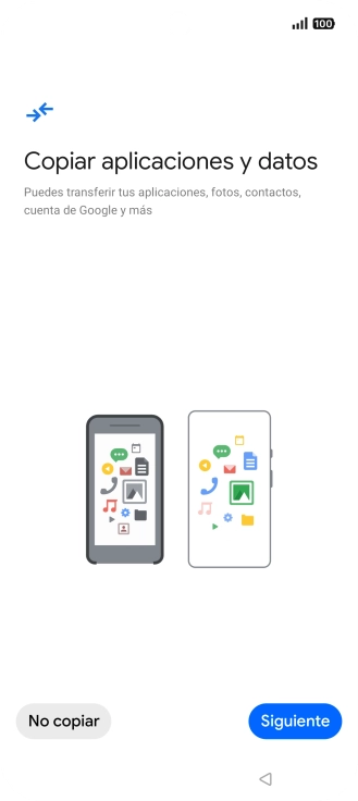Pulsa No copiar y sigue las indicaciones de la pantalla para finalizar la activación del teléfono. Pulsa No copiar y sigue las indicaciones de la pantalla para finalizar la activación del teléfono.