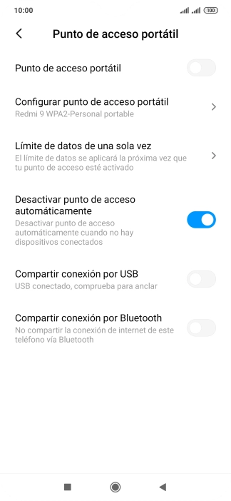 Pulsa Configurar punto de acceso portátil. Pulsa Configurar punto de acceso portátil.