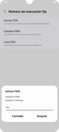Introduce el código PIN2 y pulsa Aceptar. Introduce el código PIN2 y pulsa Aceptar.