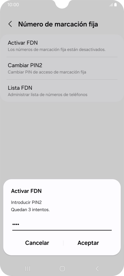 Introduce el código PIN2 y pulsa Aceptar. Introduce el código PIN2 y pulsa Aceptar.