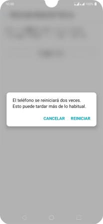 Pulsa REINICIAR. Espera unos instantes mientras el teléfono restablece la configuración predeterminada. Sigue las indicaciones de la pantalla para configurar el teléfono y dejarlo listo para su uso.