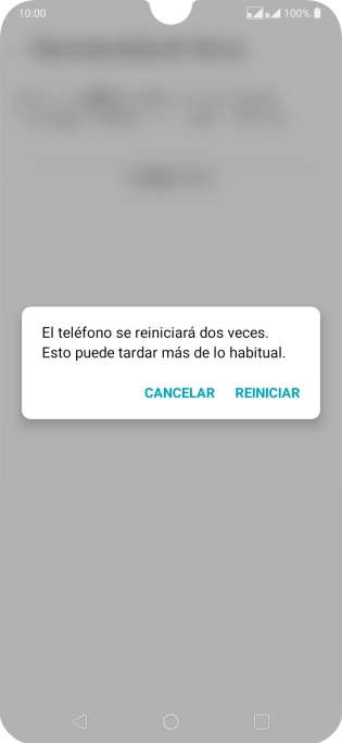 Pulsa REINICIAR. Espera unos instantes mientras el teléfono restablece la configuración predeterminada. Sigue las indicaciones de la pantalla para configurar el teléfono y dejarlo listo para su uso.