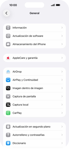 Pulsa Actualización en segundo plano.