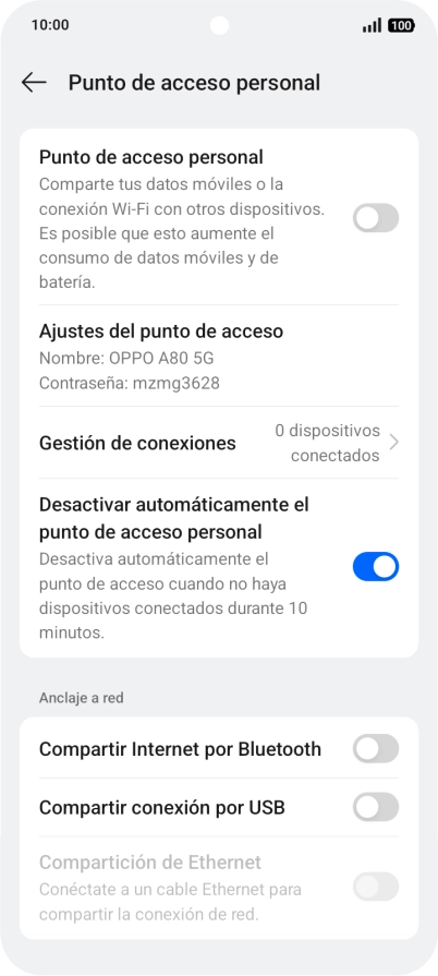 Pulsa Ajustes del punto de acceso. Pulsa Ajustes del punto de acceso.