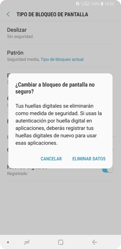 Pulsa ELIMINAR DATOS. Pulsa ELIMINAR DATOS.