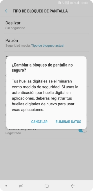 Pulsa ELIMINAR DATOS. Pulsa ELIMINAR DATOS.