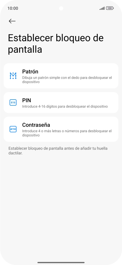 Pulsa el código de seguridad deseado. Pulsa el código de seguridad deseado.