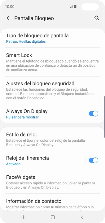 Pulsa Tipo de bloqueo de pantalla e introduce el código de seguridad actual. Pulsa Tipo de bloqueo de pantalla e introduce el código de seguridad actual.