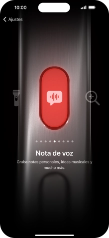 Desliza el dedo hacia la derecha o hacia la izquierda por la pantalla para seleccionar la función deseada. Desliza el dedo hacia la derecha o hacia la izquierda por la pantalla para seleccionar la función deseada.