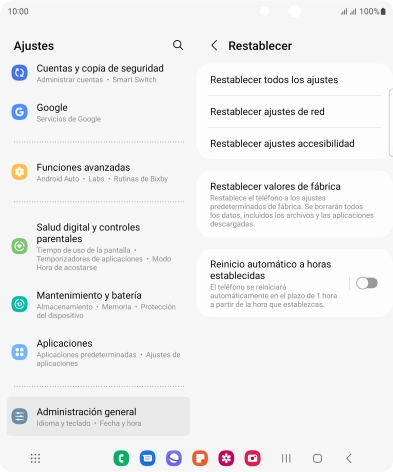 Pulsa Restablecer valores de fábrica. Pulsa Restablecer valores de fábrica.