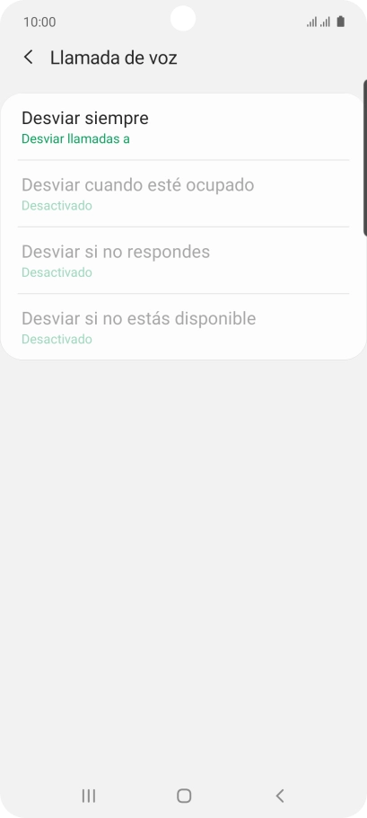 Pulsa el tipo de desvío deseado. Pulsa el tipo de desvío deseado.