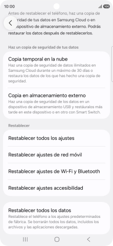 Pulsa Restablecer ajustes de red móvil. Pulsa Restablecer ajustes de red móvil.