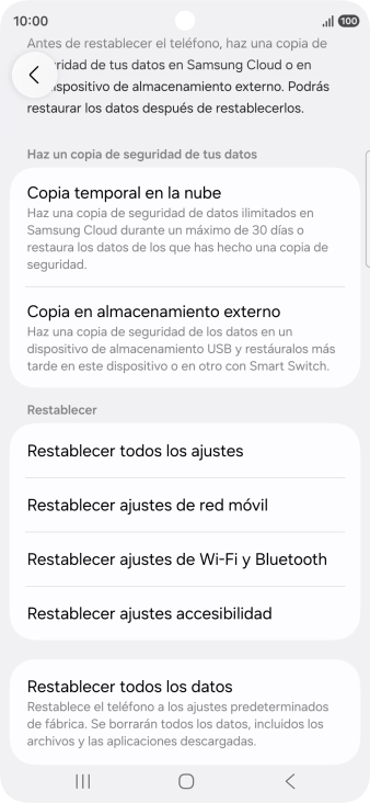 Pulsa Restablecer ajustes de red móvil. Pulsa Restablecer ajustes de red móvil.
