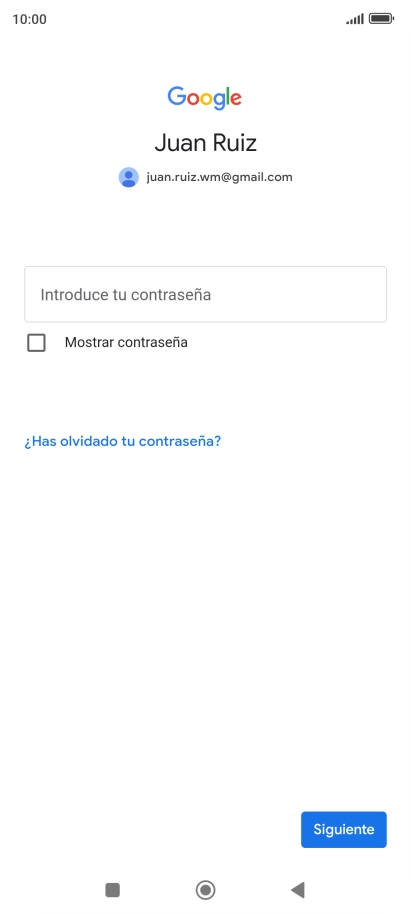 Pulsa Introduce tu contraseña e introduce la contraseña de tu cuenta de Google. Pulsa Introduce tu contraseña e introduce la contraseña de tu cuenta de Google.