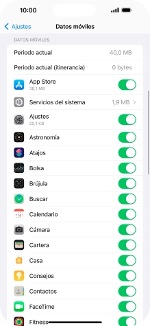 Pulsa el indicador junto a las aplicaciones deseadas para activar o desactivar la función. Pulsa el indicador junto a las aplicaciones deseadas para activar o desactivar la función.