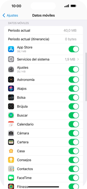 Pulsa el indicador junto a las aplicaciones deseadas para activar o desactivar la función. Pulsa el indicador junto a las aplicaciones deseadas para activar o desactivar la función.