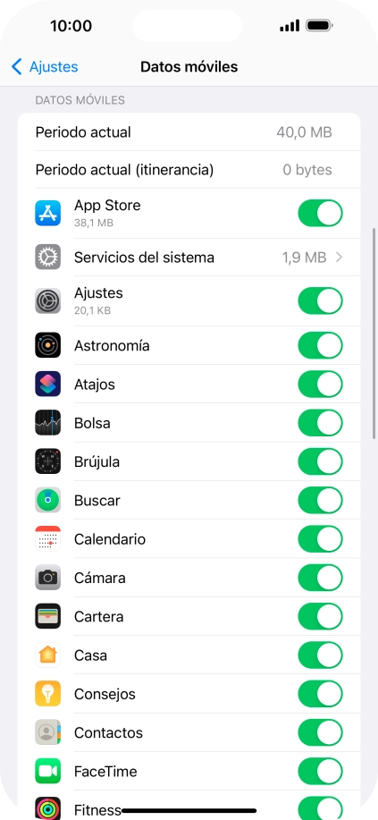 Pulsa el indicador junto a las aplicaciones deseadas para activar o desactivar la función. Pulsa el indicador junto a las aplicaciones deseadas para activar o desactivar la función.