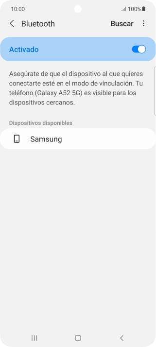 Pulsa el dispositivo Bluetooth deseado y sigue las indicaciones de la pantalla para vincular el dispositivo al teléfono. Pulsa el dispositivo Bluetooth deseado y sigue las indicaciones de la pantalla para vincular el dispositivo al teléfono.