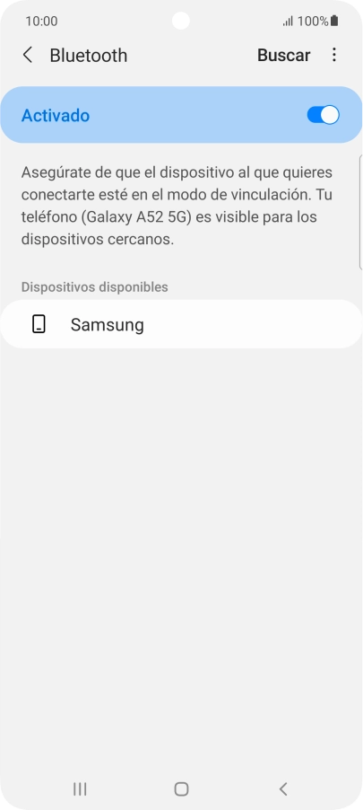 Pulsa el dispositivo Bluetooth deseado y sigue las indicaciones de la pantalla para vincular el dispositivo al teléfono. Pulsa el dispositivo Bluetooth deseado y sigue las indicaciones de la pantalla para vincular el dispositivo al teléfono.