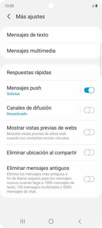 Pulsa Mensajes de texto. Pulsa Mensajes de texto.