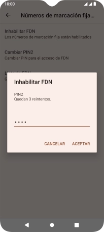 Introduce el código PIN2 y pulsa ACEPTAR. Introduce el código PIN2 y pulsa ACEPTAR.