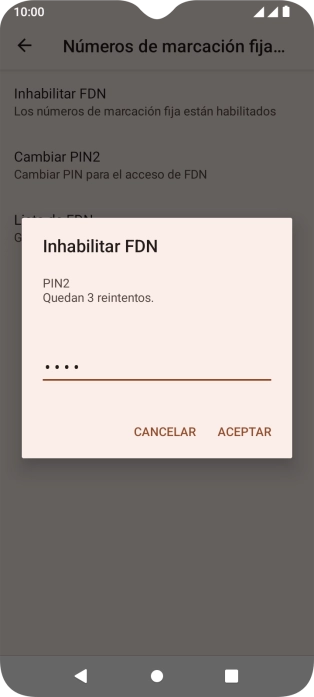 Introduce el código PIN2 y pulsa ACEPTAR. Introduce el código PIN2 y pulsa ACEPTAR.