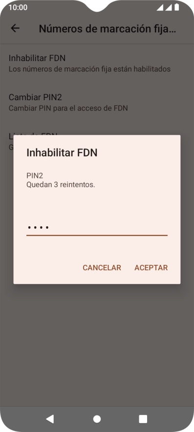 Introduce el código PIN2 y pulsa ACEPTAR. Introduce el código PIN2 y pulsa ACEPTAR.