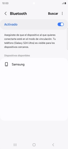 Pulsa el dispositivo Bluetooth deseado y sigue las indicaciones de la pantalla para vincular el dispositivo al teléfono.