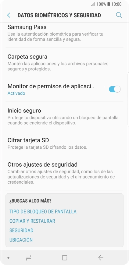Pulsa Otros ajustes de seguridad. Pulsa Otros ajustes de seguridad.