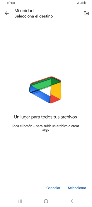 Si deseas crear una nueva carpeta, pulsa el icono de nueva carpeta y sigue las indicaciones de la pantalla para crearla. Si deseas crear una nueva carpeta, pulsa el icono de nueva carpeta y sigue las indicaciones de la pantalla para crearla.