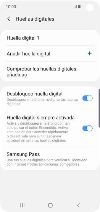 Pulsa el indicador junto a los ajustes deseados. Pulsa el indicador junto a los ajustes deseados.