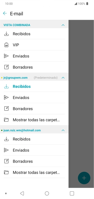 Pulsa Recibidos bajo la cuenta de correo electrónico deseada. Pulsa Recibidos bajo la cuenta de correo electrónico deseada.