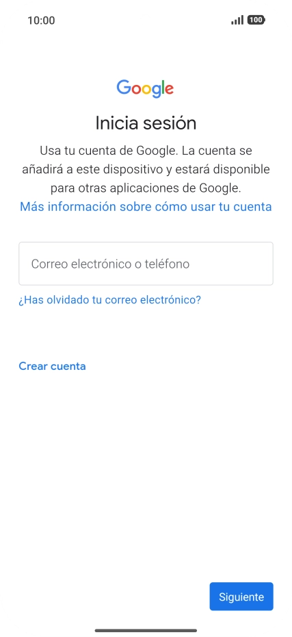 Si no tienes una cuenta de Google, pulsa Crear cuenta y sigue las indicaciones de la pantalla para ver cómo crear una cuenta nueva. Si no tienes una cuenta de Google, pulsa Crear cuenta y sigue las indicaciones de la pantalla para ver cómo crear una cuenta nueva.