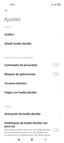 Pulsa el indicador junto a los ajustes deseados para activarlos o desactivarlos. Pulsa el indicador junto a los ajustes deseados para activarlos o desactivarlos.
