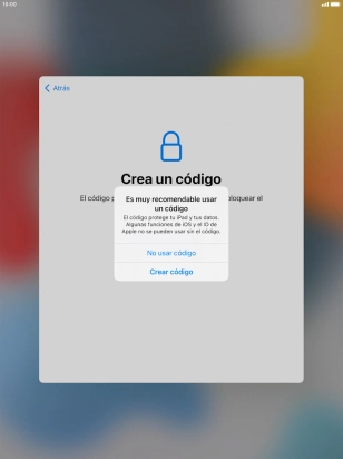 Si desactivas la función, pulsa No usar código. Si desactivas la función, pulsa No usar código.