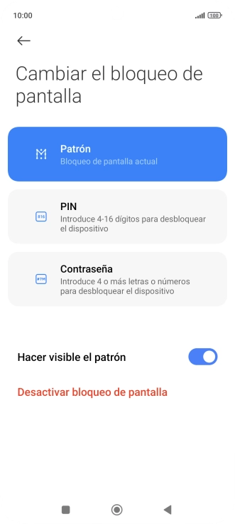 Pulsa Desactivar bloqueo de pantalla e introduce el código de seguridad extra que has creado anteriormente. Pulsa Desactivar bloqueo de pantalla e introduce el código de seguridad extra que has creado anteriormente.
