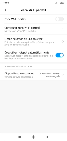 Pulsa Configurar zona Wi-Fi portátil. Pulsa Configurar zona Wi-Fi portátil.
