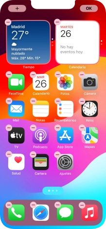 Pulsa el icono de página de pantalla de inicio. Pulsa el icono de página de pantalla de inicio.