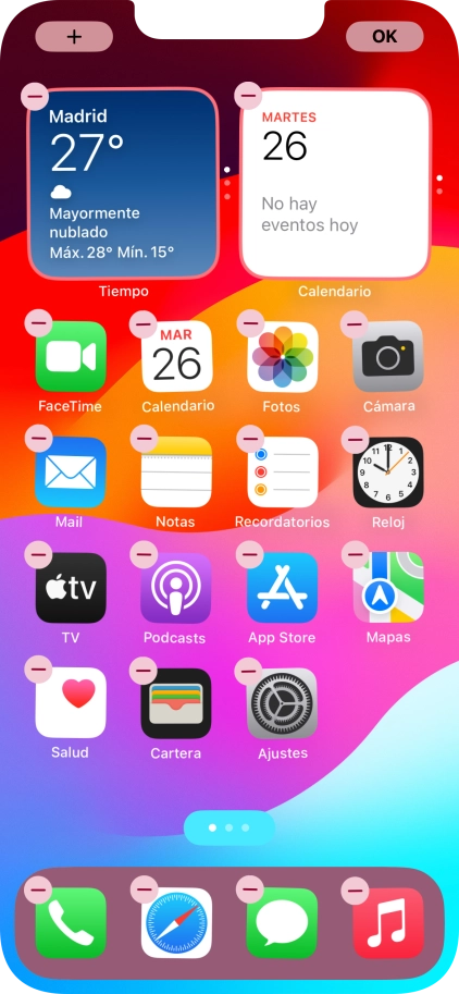 Pulsa el icono de página de pantalla de inicio. Pulsa el icono de página de pantalla de inicio.