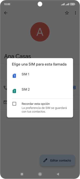 Pulsa la tarjeta SIM deseada. Pulsa la tarjeta SIM deseada.
