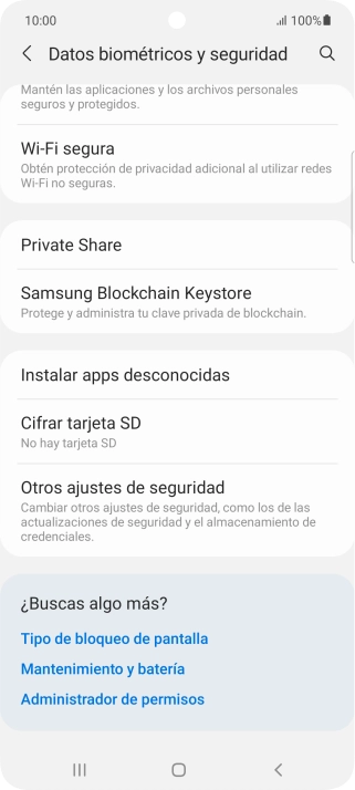 Pulsa Otros ajustes de seguridad. Pulsa Otros ajustes de seguridad.