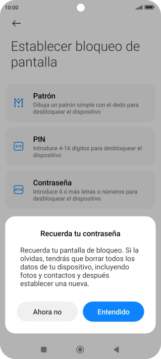 Pulsa Entendido y sigue las indicaciones de la pantalla para crear un código de seguridad del teléfono adicional. Pulsa Entendido y sigue las indicaciones de la pantalla para crear un código de seguridad del teléfono adicional.