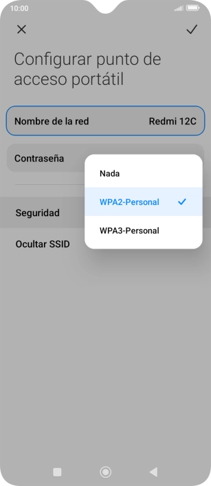 Pulsa WPA3-Personal para proteger la conexión wifi con una contraseña. Pulsa WPA3-Personal para proteger la conexión wifi con una contraseña.