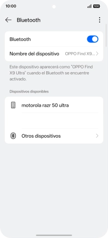 Pulsa el dispositivo Bluetooth deseado y sigue las indicaciones de la pantalla para vincular el dispositivo al teléfono. Pulsa el dispositivo Bluetooth deseado y sigue las indicaciones de la pantalla para vincular el dispositivo al teléfono.