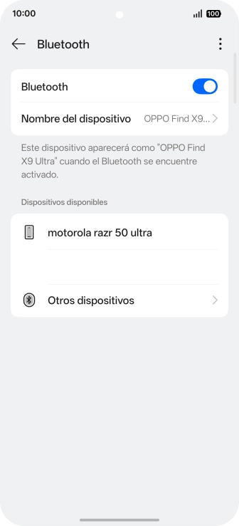Pulsa el dispositivo Bluetooth deseado y sigue las indicaciones de la pantalla para vincular el dispositivo al teléfono. Pulsa el dispositivo Bluetooth deseado y sigue las indicaciones de la pantalla para vincular el dispositivo al teléfono.