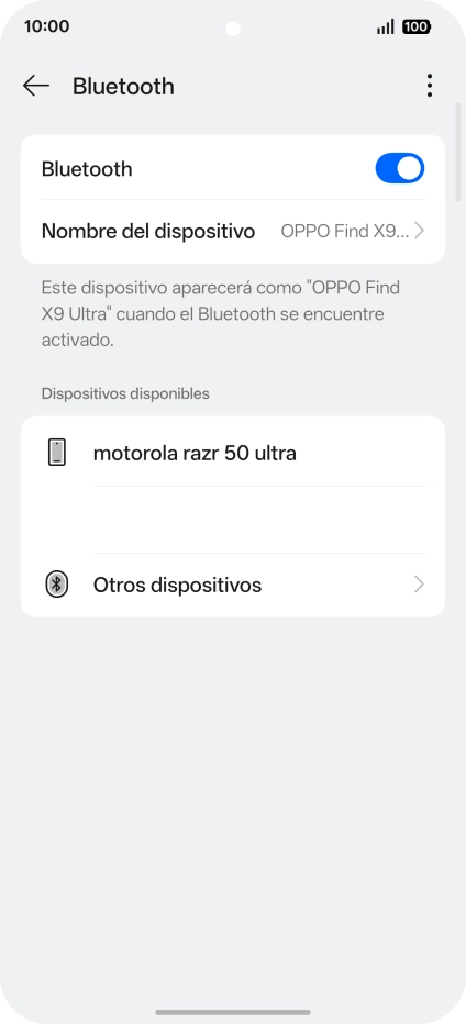 Pulsa el dispositivo Bluetooth deseado y sigue las indicaciones de la pantalla para vincular el dispositivo al teléfono. Pulsa el dispositivo Bluetooth deseado y sigue las indicaciones de la pantalla para vincular el dispositivo al teléfono.
