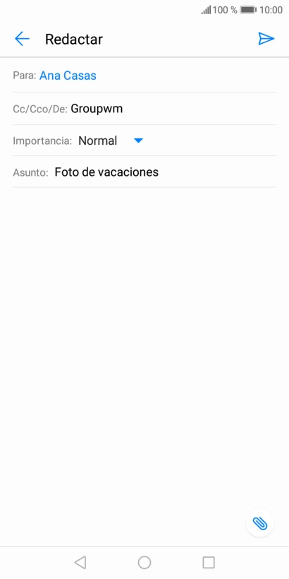 Pulsa en el campo de escritura y escribe el texto del correo electrónico. Pulsa en el campo de escritura y escribe el texto del correo electrónico.