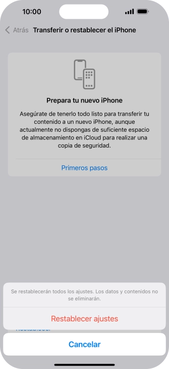 Pulsa Restablecer ajustes.