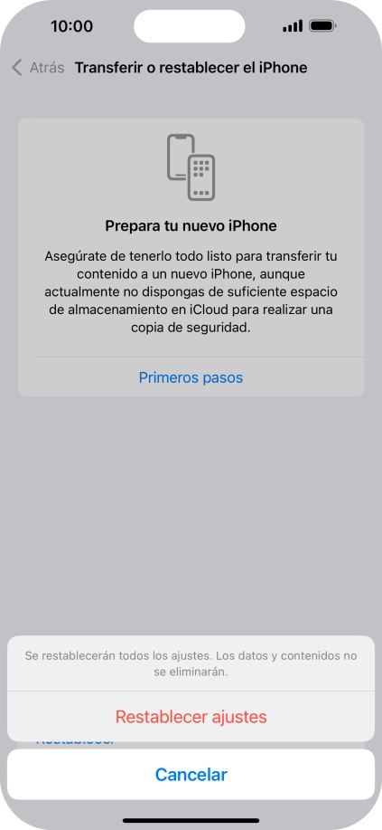 Pulsa Restablecer ajustes.
