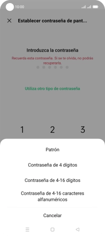 Pulsa el código de seguridad deseado y sigue las indicaciones de la pantalla para crear un código de seguridad del teléfono adicional. Pulsa el código de seguridad deseado y sigue las indicaciones de la pantalla para crear un código de seguridad del teléfono adicional.